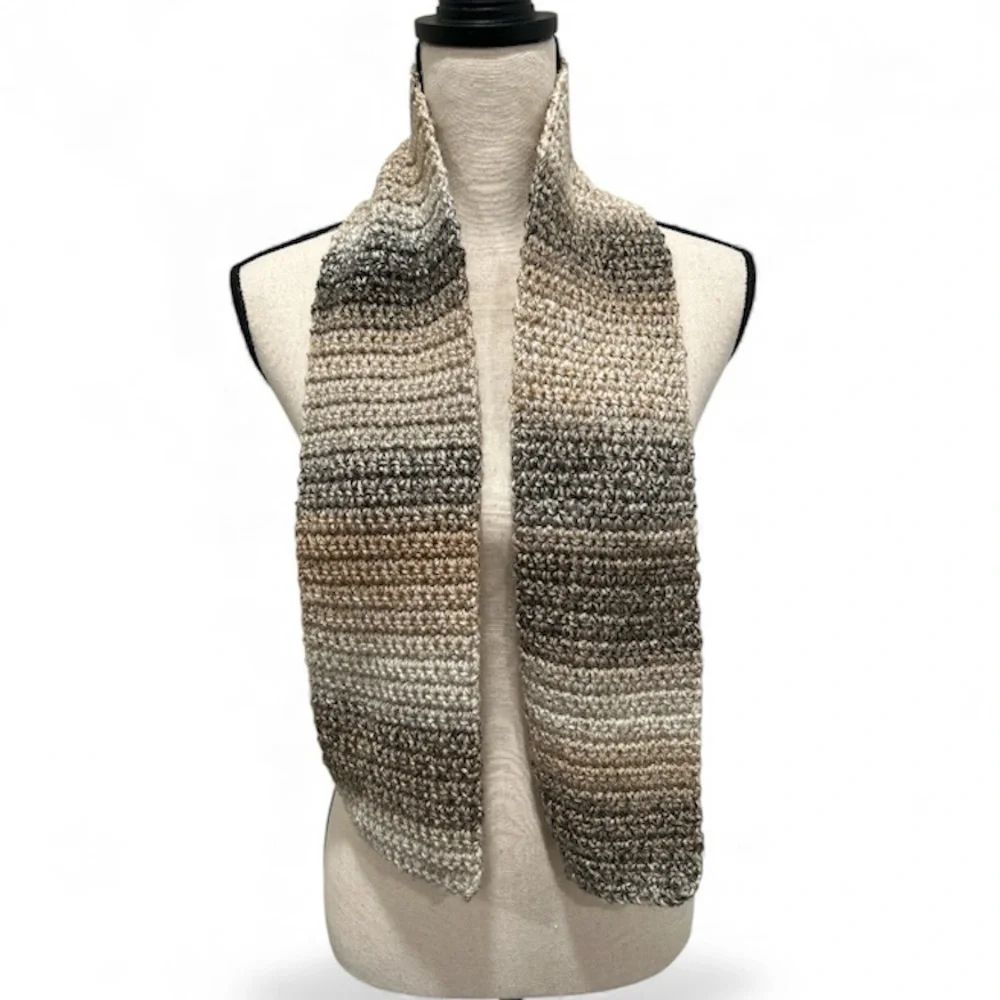 Crochet Scarf - Brown and Gray